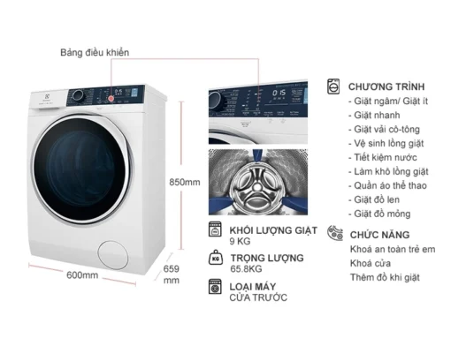 Máy giặt Electrolux 9KG inverter EWF9024P5WB