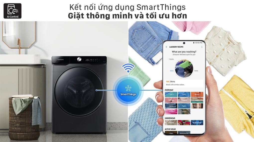 Máy giặt sấy Samsung Inverter 21 kg WD21T6500GV/SV - SmartThings