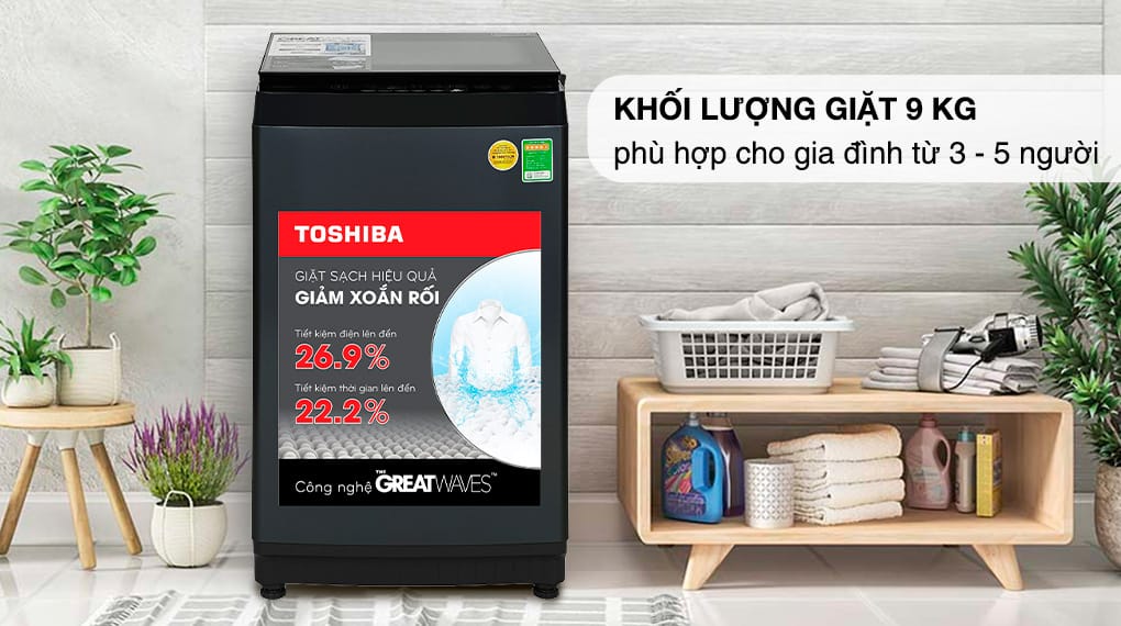 Khối lượng giặt Máy giặt Toshiba 9 kg AW-M1000FV(MK)