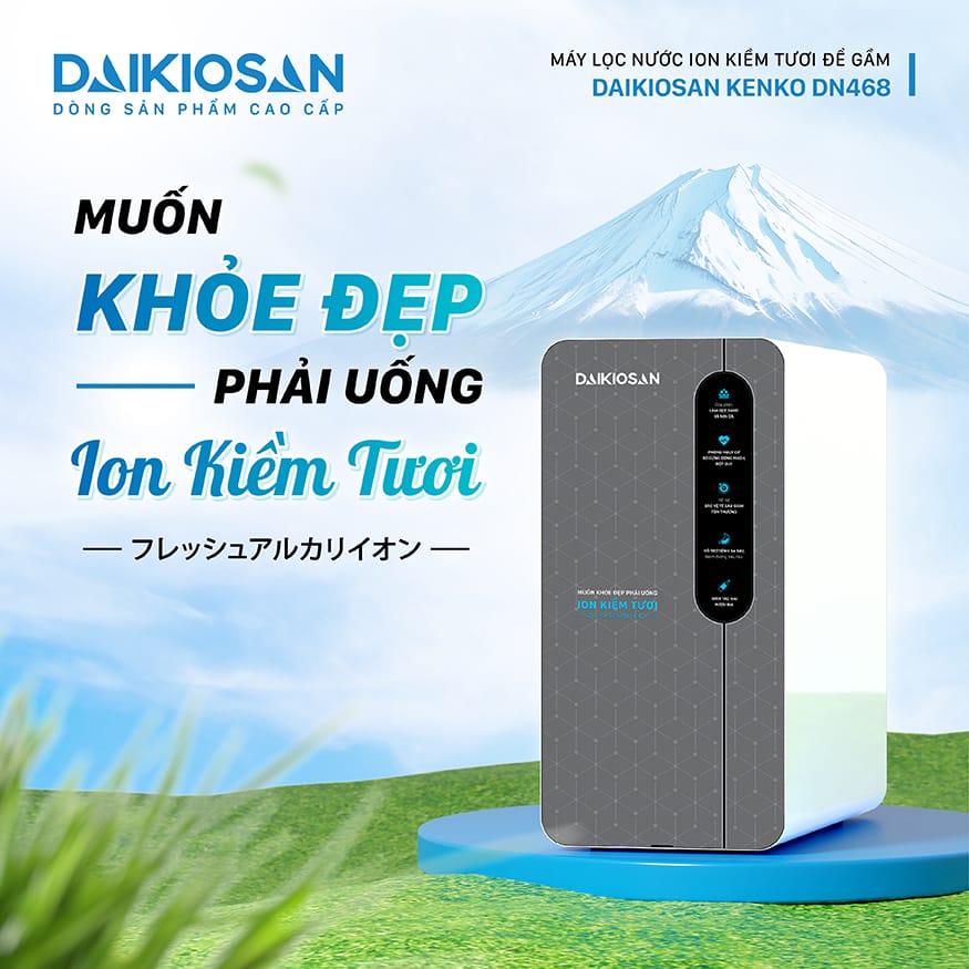 Máy lọc nước ion kiềm tươi để gầm Daikiosan DN468 sản phẩm tốt cho sức khỏe