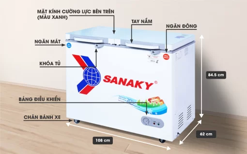 Tủ đông Sanaky VH-2899W2KD,220 lít, 2 ngăn đông