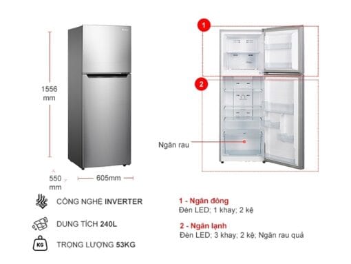 Tủ lạnh Casper 240 lít inverter RT-258VG