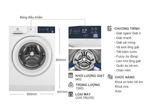 Máy giặt Electrolux 9KG inverter EWF9024D3WB