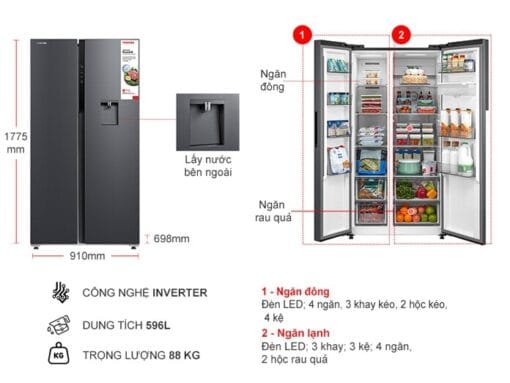 Tủ lạnh Toshiba GR-RS775WI-PMV(06)-MG Inverter 596 lít