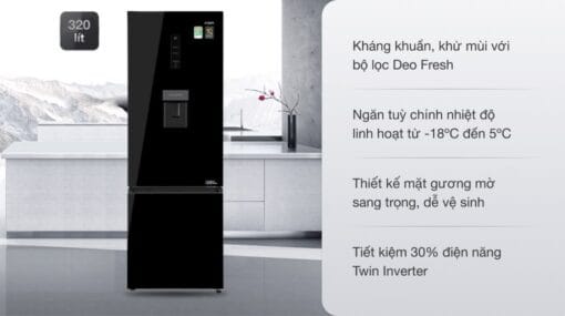 Tủ lạnh Aqua 320 lít inverter AQR B379MA WGB