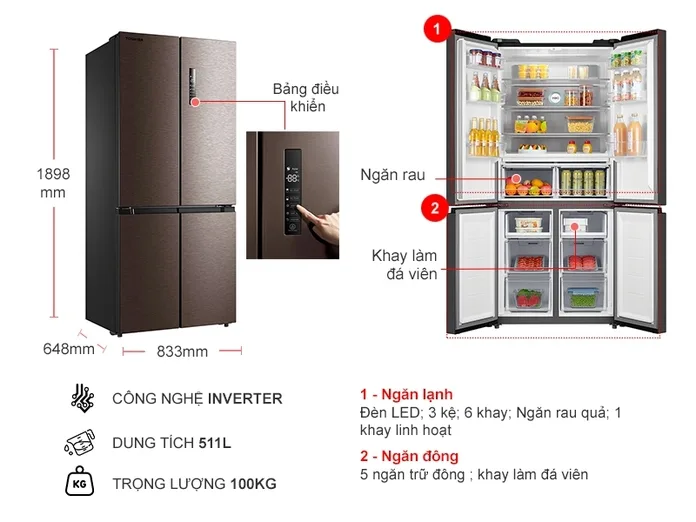 Tủ Lạnh Toshiba Inverter 511 Lít GR-RF610WE-PMV(37)-SG Mới 2020 Tủ Lạnh Toshiba Inverter 511 Lít GR-RF610WE-PMV(37)-SG Mới 2020