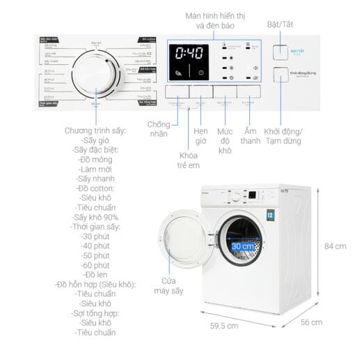 Máy sấy Casper 7.2 kg TD-72VWD