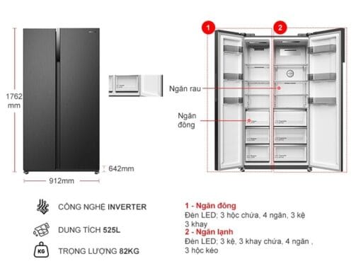 Tủ lạnh Hitachi HRSN9552DDXVN 525 lít Inverter