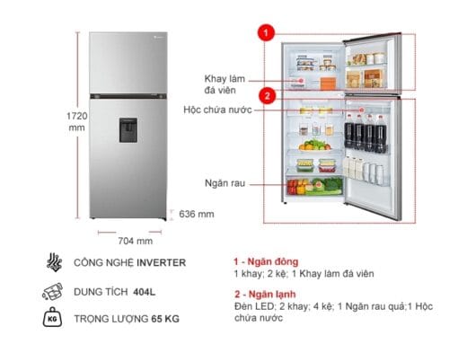 Tủ lạnh Casper 404 lít inverter RT-421VGW