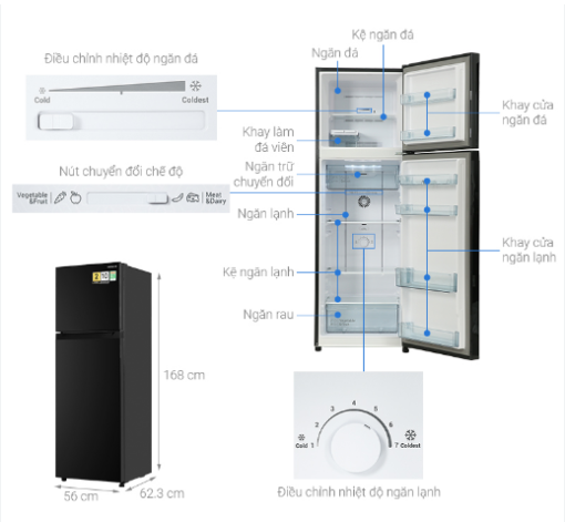 Tủ lạnh Hitachi 260 lít Inverter HRTN5275MFUVN Mới 2024