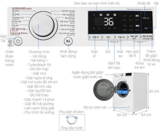 Máy giặt LG AI inverter 13 kg FV1413S4W