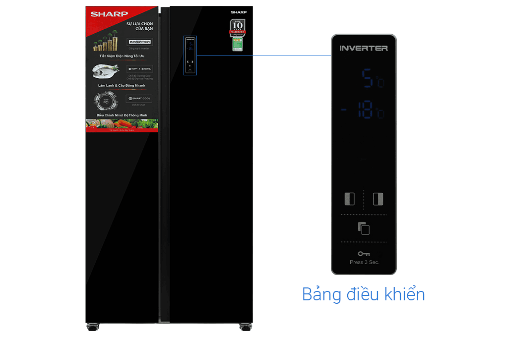 Tủ lạnh Sharp Inverter SJ-SBX440VG-BK 442 lít