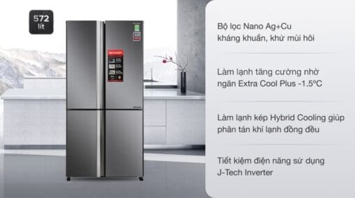 Tủ lạnh Sharp SJ-FX640V-SL Inverter 572 lít 4 cửa có ngăn cấp đông mềm