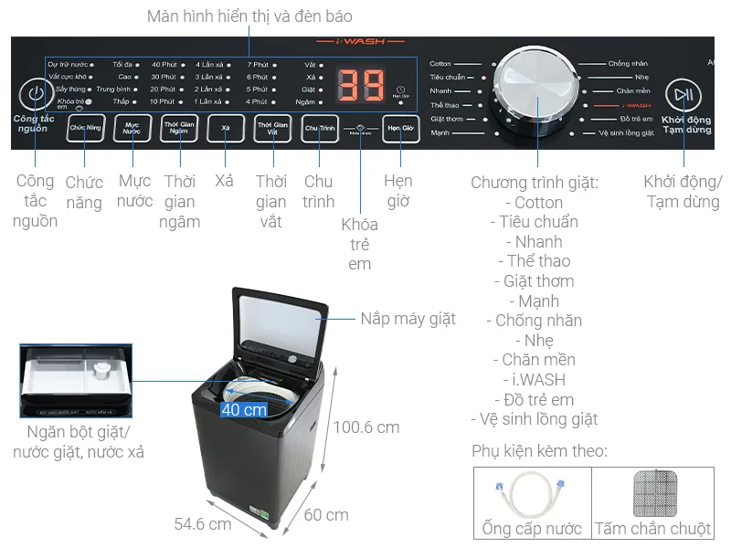 Máy giặt Aqua 10 kg lồng đứng AQW-FR101GT.BK Máy giặt Aqua 10 kg lồng đứng AQW-FR101GT.BK
