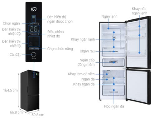 Tủ lạnh Aqua 292 lít inverter AQR B348MA FB