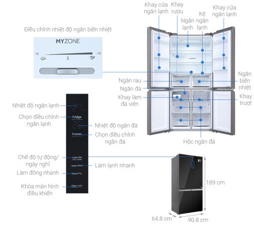 Tủ lạnh Aqua 533 lít inverter AQR IG636FM GB