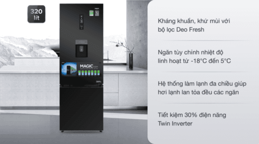 Tủ lạnh Aqua 320 lít inverter AQR IW378EB BS