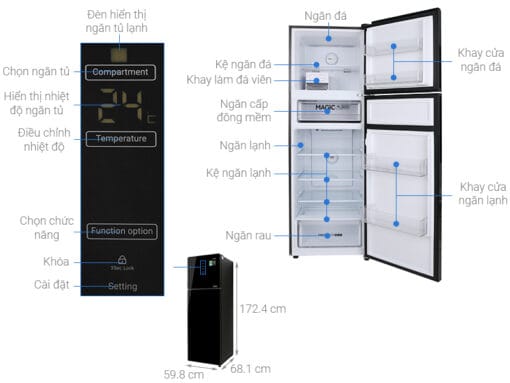 Tủ lạnh Aqua 312 lít inverter AQR T359MA GB