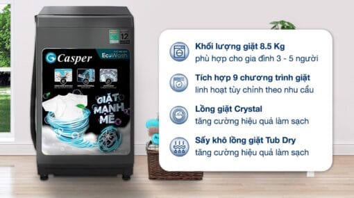 Máy giặt Casper lồng đứng 8.5 kg WT-85NG1