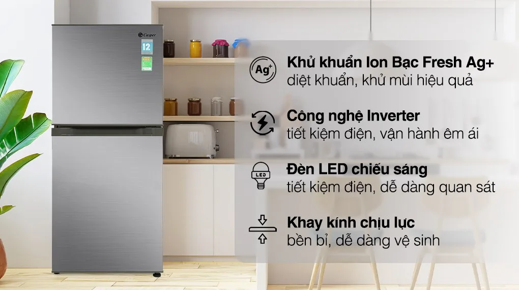 Tủ lạnh Casper 200 lít inverter RT-215VS Tủ lạnh Casper 200 lít inverter RT-215VS