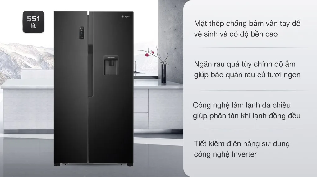 Tủ lạnh Casper 551 lít inverter RS-575VBW