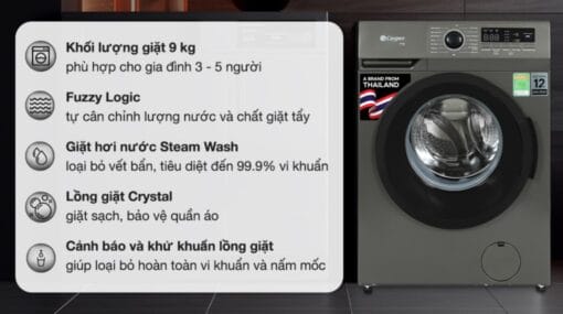 Máy giặt Casper inverter lồng ngang 9 kg WF-9VG1