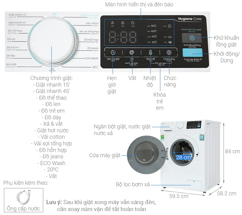 Máy giặt Casper inverter lồng ngang 9.5kg WF-95I140BWC Máy giặt Casper inverter lồng ngang 9.5kg WF-95I140BWC