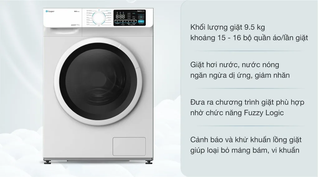 Máy giặt Casper inverter lồng ngang 9.5kg WF-95I140BWC Máy giặt Casper inverter lồng ngang 9.5kg WF-95I140BWC