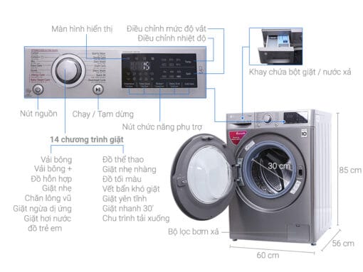 Máy giặt LG Inverter 8 kg FC1408S3E