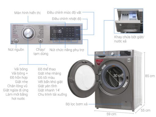 Máy giặt LG Inverter 9 kg FC1409S2E