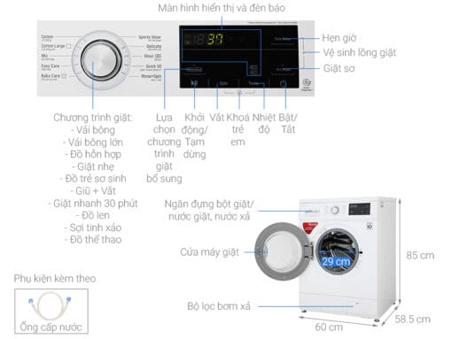 Máy giặt LG Inverter 9 kg FM1209N6W