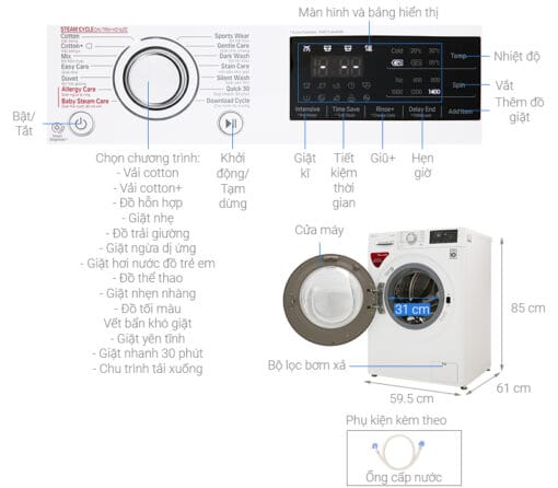 Máy giặt LG Inverter 9 kg FC1409S4W