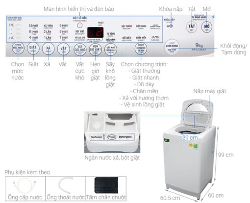 Máy giặt Toshiba 9kg AW-G1000GV WG