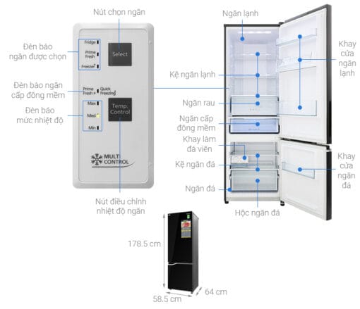 Tủ lạnh Panasonic 322 lít inverter NR-BV360GKVN