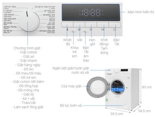 Máy giặt Samsung Inverter 9kg WW80T3040WW/SV