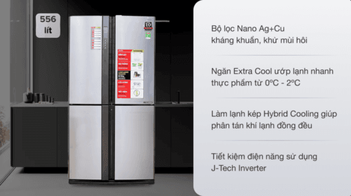 Tủ lạnh 4 Cánh Sharp SJ-FX630V-ST - 630L , J-Tech Inverter Mới 2020