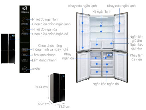 Tủ lạnh Aqua 456 lít inverter AQR IG525AM GB