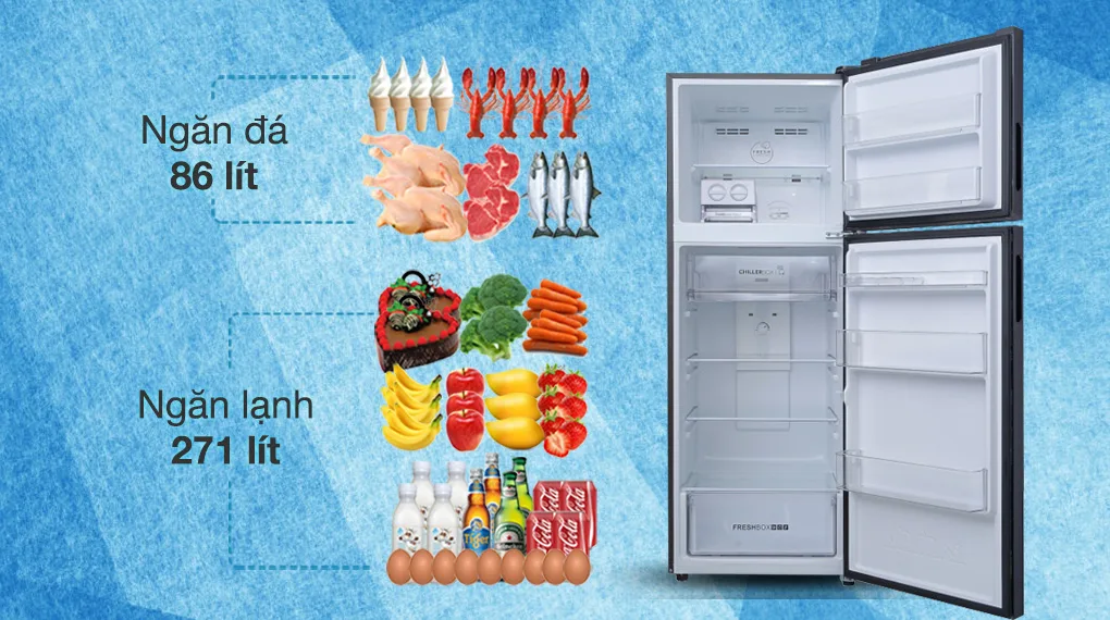 Tủ lạnh AQUA 357 lít inverter AQR T376FA FB Tủ lạnh AQUA 357 lít inverter AQR T376FA FB