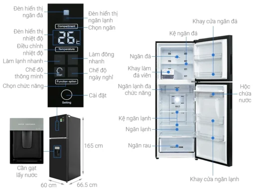 Tủ lạnh Aqua 318 lít inverter AQR T369FA WGB