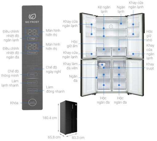 Tủ lạnh Aqua 456 lít inverter AQR M525XA FB