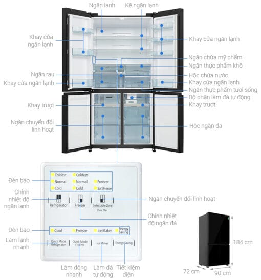 Tủ lạnh Hitachi R-WB640PGV1 GCK Inverter 569 lít