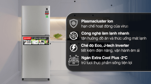 Tủ lạnh Sharp Inverter 330 lít SJ-XP352AE-SL MỚI 2023