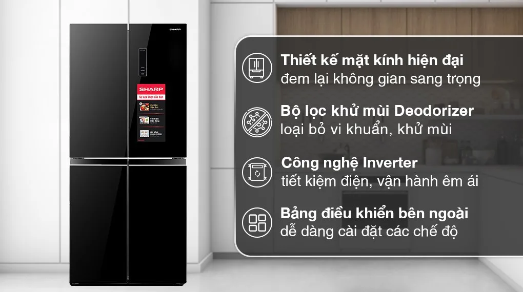 Tủ lạnh Sharp Inverter SJ-FX420VG-BK Mới 2022 Tủ lạnh Sharp Inverter SJ-FX420VG-BK Mới 2022