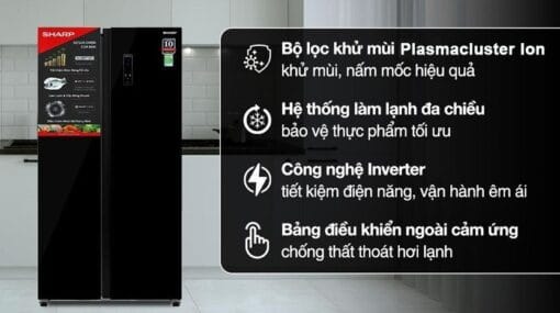 Tủ lạnh Sharp Inverter 600 lít SJ-SBXP600VG-BK MỚI 2023