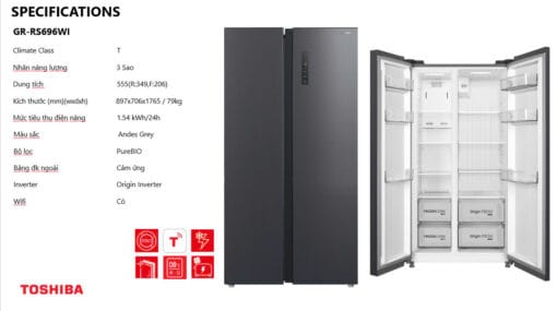 Tủ lạnh Toshiba Inverter 474 lít Multi Door GR-RF611WI-PGV(22)-XK