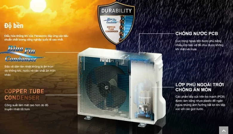 Điều hòa Panasonic dàn đồng, cánh tản nhiệt màu xanh